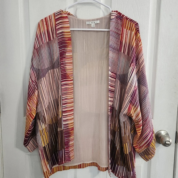 CAbi striped Mon Ami kimono lined geo artsy craftcore relaxed fit open sz medium - Picture 5 of 14